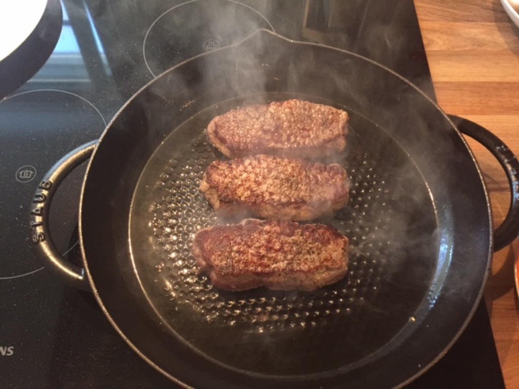 Steaks with mushrooms in balsamic