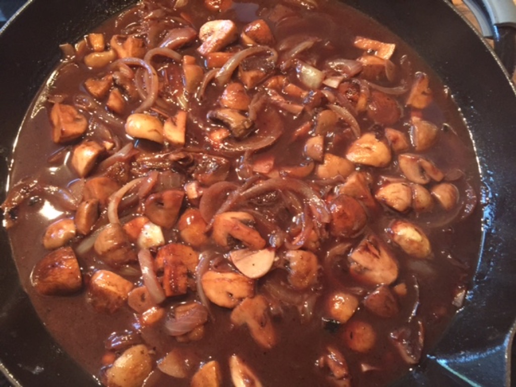 Steaks with mushrooms in balsamic